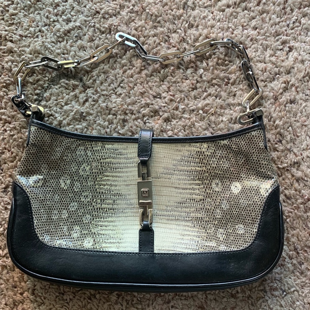Gucci Jackie O Lizard Leather Vintage Bag